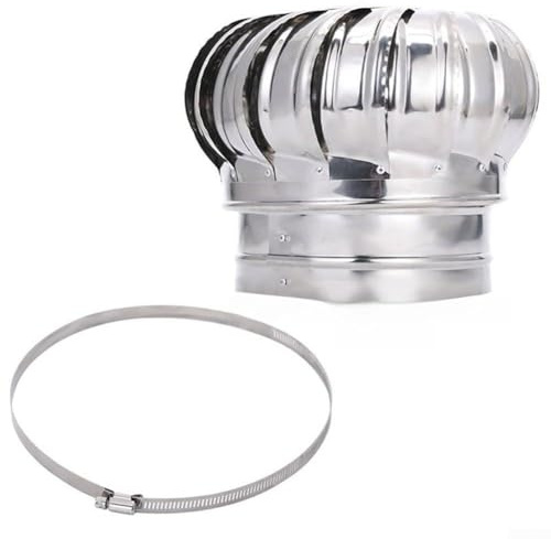 Bouchon de cheminée rotatif en acier inoxydable – Couvercle anti-courant d'air pour conduit de ventilation, pour climats pluvieux et venteux, cheminée domestique (Ø 110 mm)