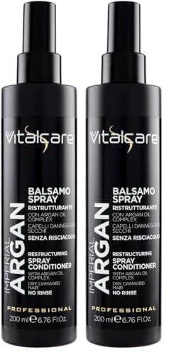 Vitalcare | Imperial Argan - Balsamo Ristrutturante Spray per Capelli Secchi e Danneggiati, Senza Risciacquo, con Argan Oil Complex, Capelli più Morbidi e Luminosi, 200 ml (Confezione da 2)