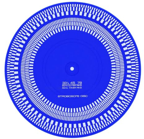 Annadue Tapis de Disque Stroboscopique pour Platine Vinyle, pour Calibrage de la Vitesse, avec Test de 33, 45, 78 TR/Min et Alignement des Cartouches, pour Lecteurs de Disques de 12 Pouces (Blue)