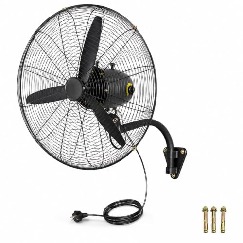 Ventilatore Industriale da Parete 55/70/80 cm, Oscillante, 3 Velocità, Nero