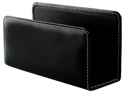 DELMON VARONE - Briefständer aus Premium Leder Vintage Anilin schwarz, Echtleder Briefhalter zur Aufbewahrung von Briefe, Dokumente und Prospekte, Organizer für Schreibtisch und Büro mit Metalleinlage