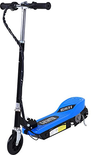 HOMCOM Patinete Eléctrico Plegable para Niños y Adolescentes de +7 Años Velocidad de 10 km/h Scooter Eléctrico con Manillar Ajustable en Altura y Frenos Carga Máx. 50 kg 78x37x87-95 cm Azul