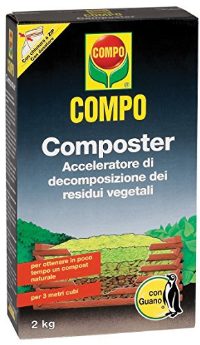 COMPO ITALIA COMPO COMPOSTER KG. 2 acceleratore di decomposizione dei residui vegetali. In 6 - 8 settimane determina una ottimale decomposizione dei residui. Confezione da 2 kg PZ