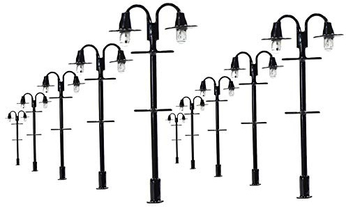 Evemodel 10Stk. Modellbahn Laternenpfahl Minigartendekor Spur N 1: 160 Straßenlaternen Lampen 5.5 cm 12V