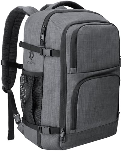 Dinictis Zaino da viaggio da 40 l, approvato per il volo, valigia per viaggi, borsa da viaggio per oggetti personali per laptop da 17, grigio scuro