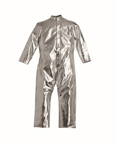 Rossini Trading Anzug aus Aramidfaser FF100 Unisex mit Klettverschluss zum Schutz vor Wärmequellen Schweißnaht Silber T.U., silber / schwarz, One size
