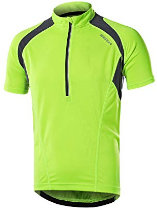 BERGRISAR Men's Half Zipper Cycling Jersey Short Sleeves Bike Bicycle Shirts with Zipper Pocket Quick-Dry Breathable BG060 Green M