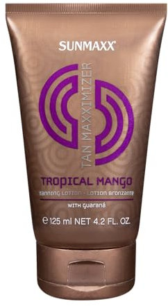 SUNMAXX TAN MAXXIMIZER Tropical Mango Tanning Lotion I Bräunungslotion I Fruchtiges Mango Aroma I Guarana Extrakt I Gleichmäßige Bräune I Leichte Textur