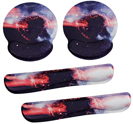 ELZO 2-Set Mauspad mit Handauflage, Gelkissen Mousepad und Ergonomische Memory Foam Tastatur Handgelenkauflage Set, Wasserdicht Wrist Rest für Computer und Laptop