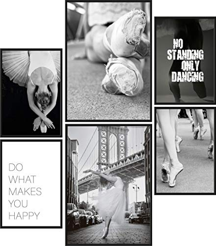 Papierschmiede® Set Mood Posters, Tableau Décoration Murale sans cadres « Ballerine » Bureau, Salon, Deco Chambre Parentale, Cuisine, 2x A3 et 4x A4, Danser ballet robe
