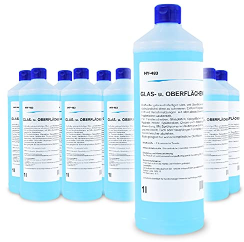12 x 1 Liter- & Oberflächenreiniger | streifenfreier Glanz | starke Fettlösekraft | alkoholfrei | besonders materialschonend |Profi Qualität - MADE IN GERMANY