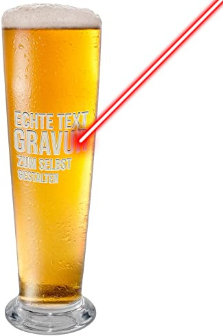 Bierglas mit Gravur - mit Name oder Text - Personalisiertes Geschenk für Biertrinker, Geburtstag, Vatertag, Weihnachten I Individuelle Lasergravur, 300 ml