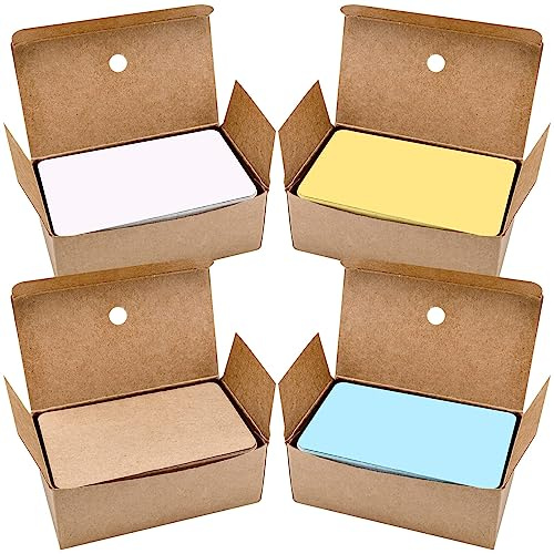 WINSDL 400 Stück Blanko Papier Karten, Farbige Leere Wortkarte, DIY Kraft Karten, für Schule Home Office Supply (Weiß, Blau, Gelb, Kraft)