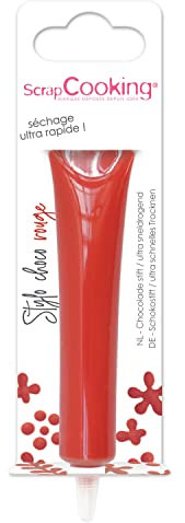 ScrapCooking - Stylo Choco Rouge - Crayon Alimentaire Pâtisserie 25 g - Stylo Décoratif Comestible - Écrire & Dessiner sur Desserts, Gâteaux & Biscuits Noël Anniversaire - 6803