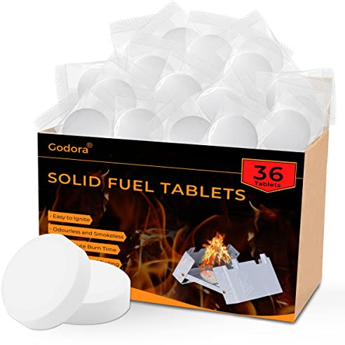 Godora Lot de 36 Blocs de Cire, Allume-feu énergétiques, combustibles Solides et Rapides, pour Barbecue, poêle à Bois, bûches, Gril, feu de Camp, réchaud Multi-combustibles