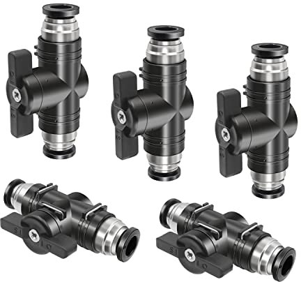 Pneumatik Steckverbinder, 5 Stk Pneumatischer Kugelhahn, Gerade Pneumatik Steckverbinder, Pneumatikventil kann Verwendet Werden, um Gas zu Steuern, Schnellanschluss(6mm)