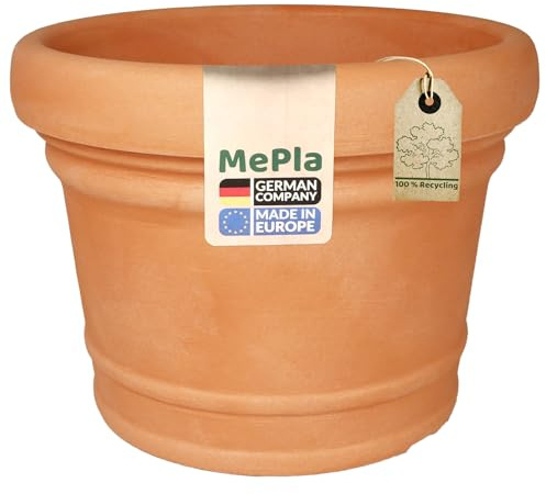 MePla Blumentopf Monza - runder Pflanzkübel - wetterfestes Pflanzgefäß - UV-beständiger Blumenkübel - Pflanzentopf - Kübel - ø35 - Terra