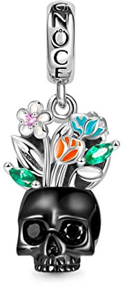 GNOCE Vase Totenkopf Anhänger Baumeln Charm 925 Sterling Silber Schwarz plattiert Charms Schmuck Geschenk für Mädchen Frau Tochter Fit Schlangenkette Armbänder/Halskette