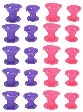 Silicone Hair Roll, 20 Pieces Portable Home Hair Curler, Silicone Hair Styling Tool for Women Girls Purple and Pink