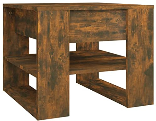 vidaXL Soffbord rökfärgad ek 55,5x55x45 cm konstruerat trä, sidobord, soffa bord, sido bord, litet bord, vardagsrum bord, soffmöbler