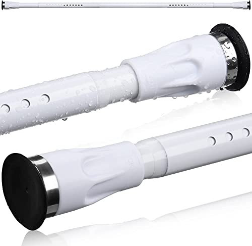 Bastone per Tenda da Doccia Telescopica in Ferro, 105-151CM Spring Asta per Tende da Doccia Telescopica Estensibile Regolabile Senza Forare - Ruggine, ed Antiscivolo per Armadio, Bagno/Bianco