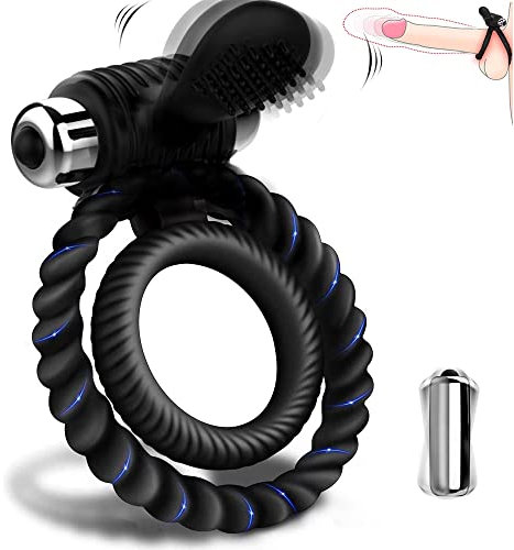 Penis Ring Vibrators, 3 in 1 Sex Toys COC Rings Male Viber for Erection Enhancing, Vibrating Cock Ring Silicone Penis Ring with 10 Vibration Modes,Toys4mens UK Toys4couples Men & Women Adult Sex Toy