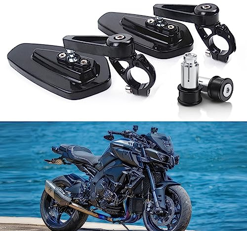 goodfitment - Motorcycle Handlebar Bar End Mirror, Universal 7/8 Handle Black Rear View Side Mirrors Compatible with GROM MSX125 CB500F Z125 Z750 Z900 MT-03 MT-07 FZ-07 MT-09 FZ-09 MT-10 FZ-10 FZ6