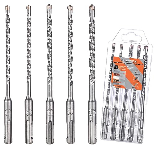 5-8mm SDS Plus Rotary Hammer Drill Bit Set, 5Pcs SDS Masonry Drill Bit Set | SDS Plus Shank, 4-Cutter Tungsten Carbide Tip, 5/5.5/6/7/8mm x 160mm Cross Drill Bits for Wall Stone Concrete Brick Cement