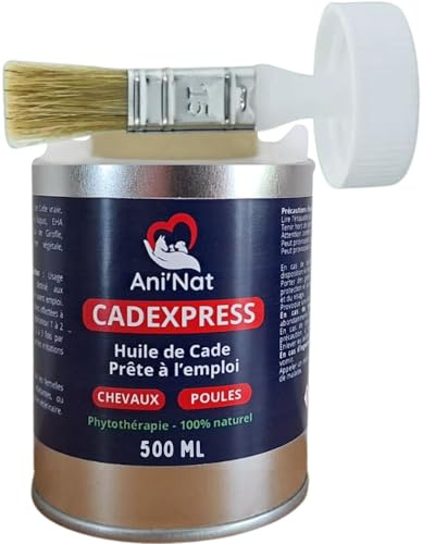 AniNat CADEXPRESS - Olio di Cade pronto all'uso, pennello applicatore avvitato nel tappo, cura delle zampe di gallina, zoccoli cavalli, soles ammorbidite, dermite - Vaso da 500 ml (500 ml)