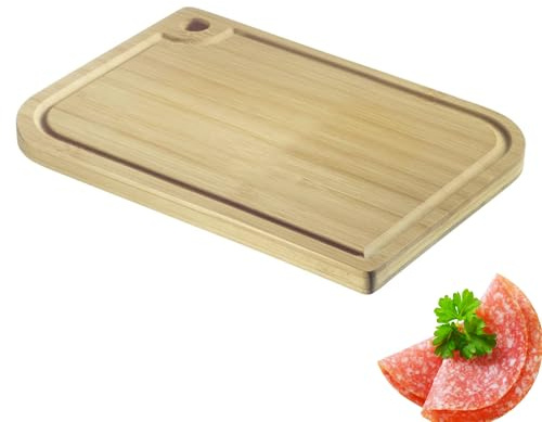 Westmark Schneidebrett Bambus – hochwertige Schneideunterlage mit Saftrille, Küchenbrett aus Holz zum einfachen Schneiden von Lebensmitteln – Bambus, 33 x 23 cm