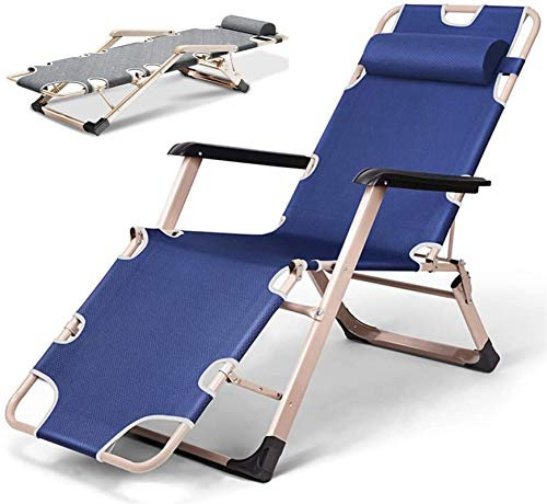Leichte Sonnenliegen-Liegestühle – Klappbare Liege im Freien, Schwerkraft mit Kopfkissen – Hergestellt aus Stahlrahmen für Terrasse, Garten, Strand, Pool, Grau-Oxford-Stoff (Farbe: Bronze, Größe: