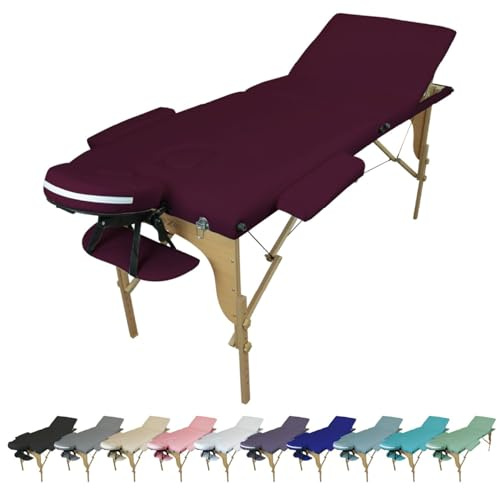 Vivezen - Table de Massage Pliante 3 Zones en Bois avec Panneau Reiki + Accessoires et Housse de Transport - Plusieurs Coloris