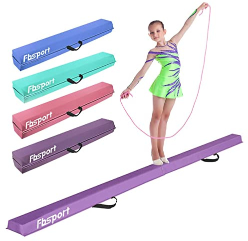 FBSPORT Gymnastikstråle, 270 cm 2,7 m PU-läder, hopfällbar balansstråle, gymnastikutrustning för hem, flickor, barn, vuxna, träning, med bärhandtag, halkfri bas