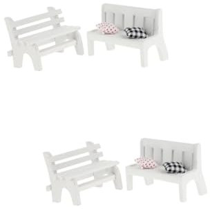 HEMOTON 4stücke Kreative Holzfigur Stuhl Ornament Miniature Dekoration Für Und Schlafzimmer Kissenstuhl Und Horizontaler Bank Holzfigur Für Zuhause