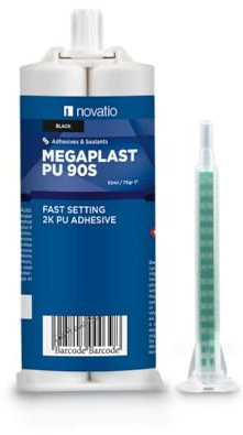 NOVATIO Megaplast PU - Pegamento PU bicomponente para reparación rápida y adhesión fuerte. Reparación Plásticos, Madera, Metal, Vidrio. Lijable, Resistente, Flexible. Cartucho Dúo, Fácil Uso.