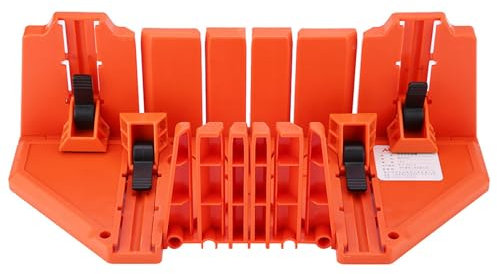 Boîte à Onglets, Angles 0°/22,5°/45°/90° avec Conception Antidérapante, ABS Haute Résistance, Coupe du Bois, Travail Architectural, Orange