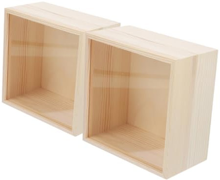 ABOOFAN 2stücke Transparente Acryl-aufbewahrungsboxen Mit Schiebedeckel Holz Stauraum Organizer Kompakt Für Kosmetik Schmuck Und Büro Klein Holz-acryl Aufbewahrung