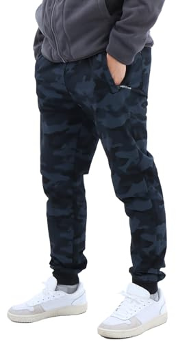 LY4U Pantaloni della Tuta da Uomo, Pantaloni da Jogging Mimetici con Tasca con Zip, Pantaloni da Palestra Traspiranti con Elastico in Vita per l'allenamento di Corsa, Nero M