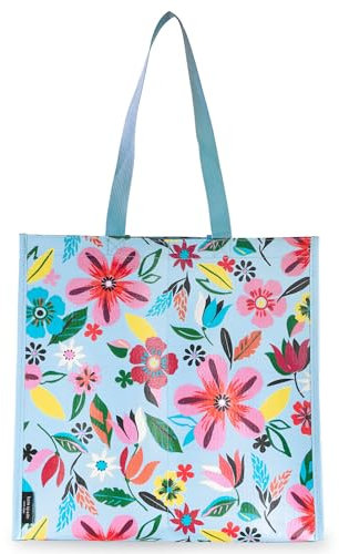 kate spade new york Reusable Shopping Bag, Grocery Tote with Shoulder Straps, Large Collapsible Tote, Safari Floral