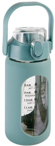 5five - botella de vidrio y silicona de 1l con pajita y tapa