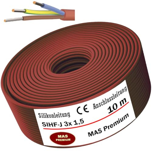MAS Premium SIHF-J Cable de conexión de silicona de 5 a 250 m, cable de conexión de silicona SIHF-J, 3 x 0,75, 1, 1,5, 2,5, 4, 6, alambre fino, flexible para dispositivos de alta