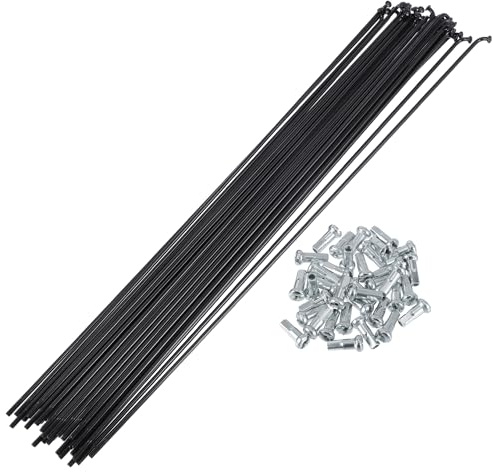 RATCHROLL 36 Pezzi Raggi Universali per Bicicletta 13G, Nippli per Raggi Ruota Bici, Nero, 45 in Acciaio