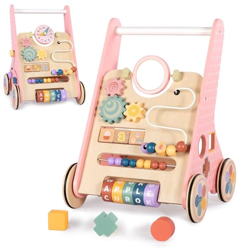 BAUTIA Wooden Baby Walker, Push Walker for Baby Girl 10-12 Months, Montessori Walker Push Toy for Toddlers Learning to Walk