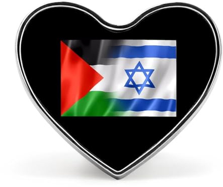 Bandera de Israel y Palestina, alfileres de corbata con forma de corazón, broche divertido, pin, botón, insignia, sombrero, accesorios de ropa para hombres y mujeres