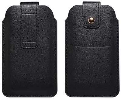 Fondina da Cintura in Pelle per Cellulare, Custodia Cintura Smartphone Uomo, Borsa da Cintura Pelle Piccolo Marsupio Sportivo Borsetta Pochette Cintura Sacchetto del Telefono Borsello con Portacarte
