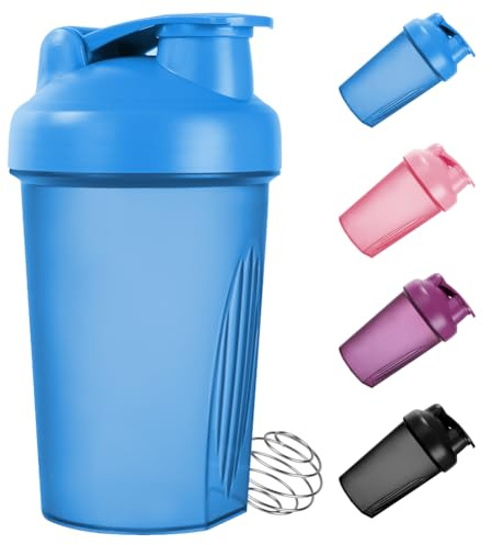 Fefod Protein Shaker, 400ml Botella Mezcladora de Batidos de Proteínas, Taza para Batidos de Proteínas para Fitness, Proteína Shaker a Prueba de Fugas con Bola Mezcladora, Azul