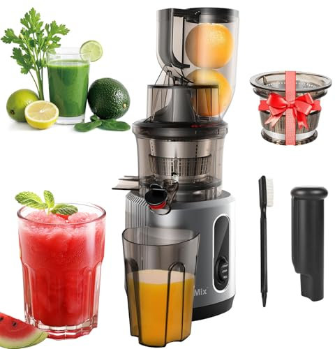 Masticating Juicer Machines, 200W Cold Press Juicer with 75mm Feed Chute, Easy To Clean, Reverse Function, Quiet Motor Function, 55Rpm Powerful Motor, Carrot Juicer Machine & Orange Juicer