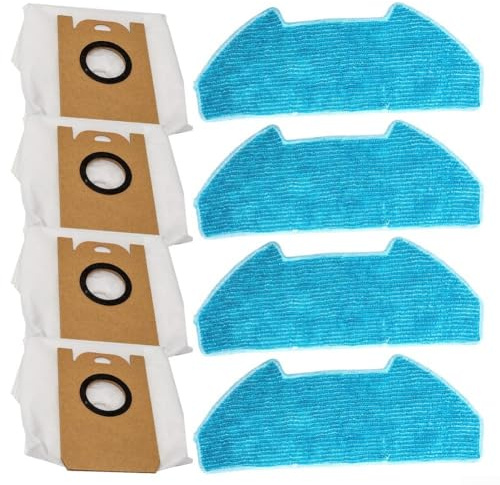 Sacs à poussière de rechange pour aspirateur robot Redkey R10 – Comprend 4 sacs à poussière, 4 chiffons de serpillère