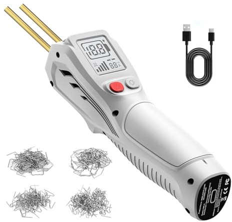 Weytoll Cordless Plastic Welder, Plastic Repair Welding Gun, Car Bumper, LCD Display Plastic Repair Kit with 200pcs Welding Nails, Fast Heating, LED Light, for Car Bumpers, Plastic Furniture-White