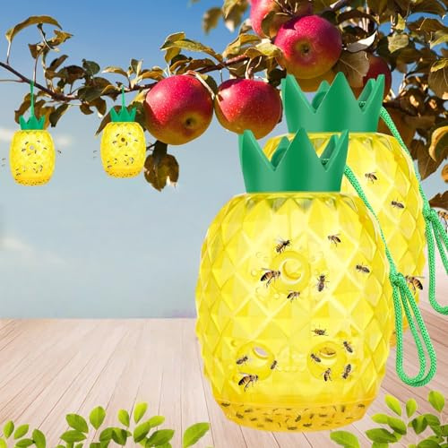 Vyloky Hochwertiges Wespenfallen-Set (2er-Pack) | Ananas-Form | Für Garten/Balkon/Obstgarten geeignet | Permanente Wespenabwehr, Bienenabwehr, Wespenabwehr und Hornissenabwehr